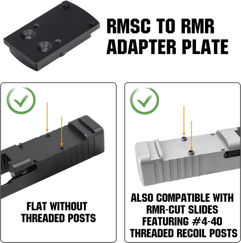 ohhunt Compatible with RMSC to RMR Adapter Plate for RMS Cut Slide to Suitable for RMR Footprint Red Dot Optic - Image 3